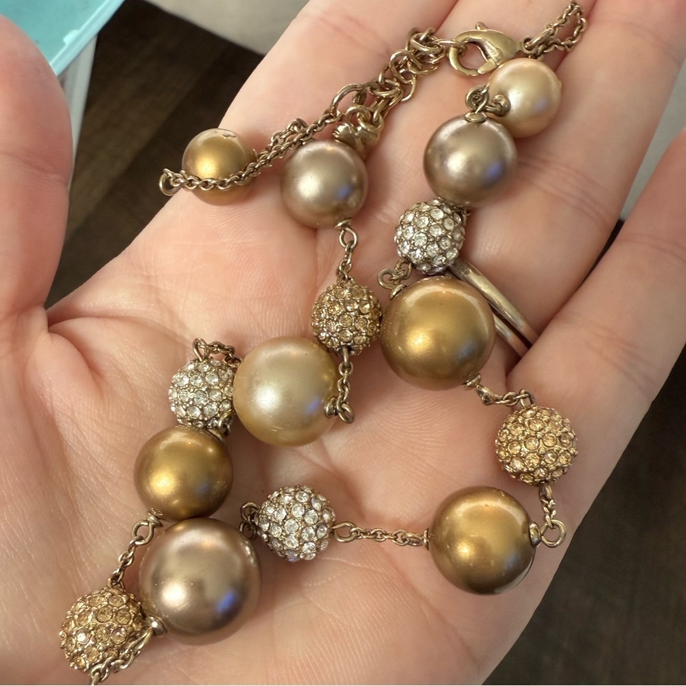 Y2K Carolee Gold-Tone Pearl & Crystal Bead Necklace - Picture 14 of 14